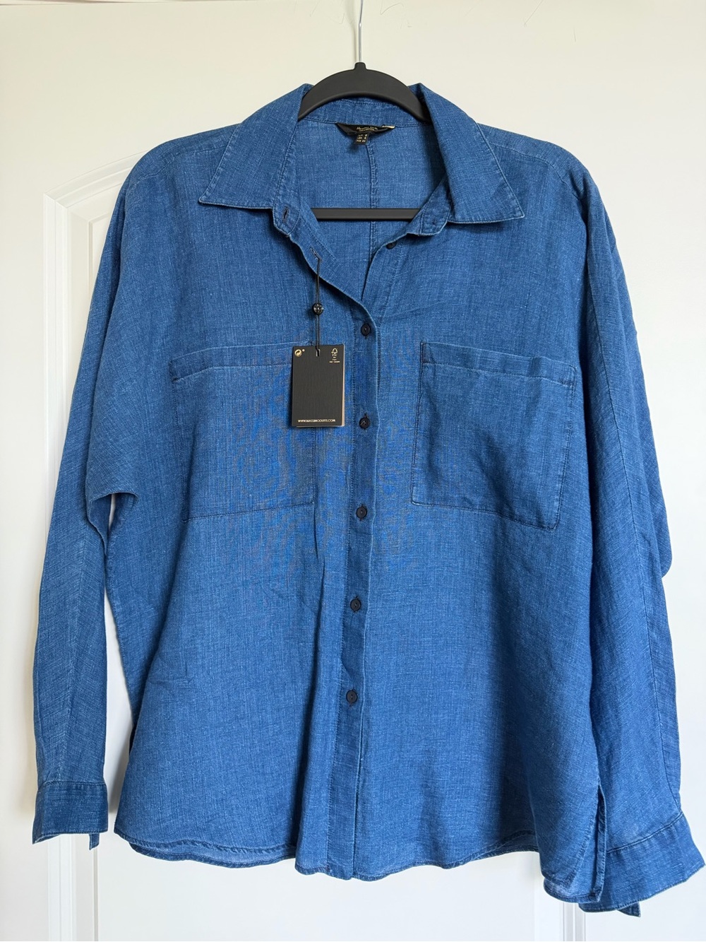 Massimo Dutti Navy Blue Shirt, linen / cotton blend ..denim color